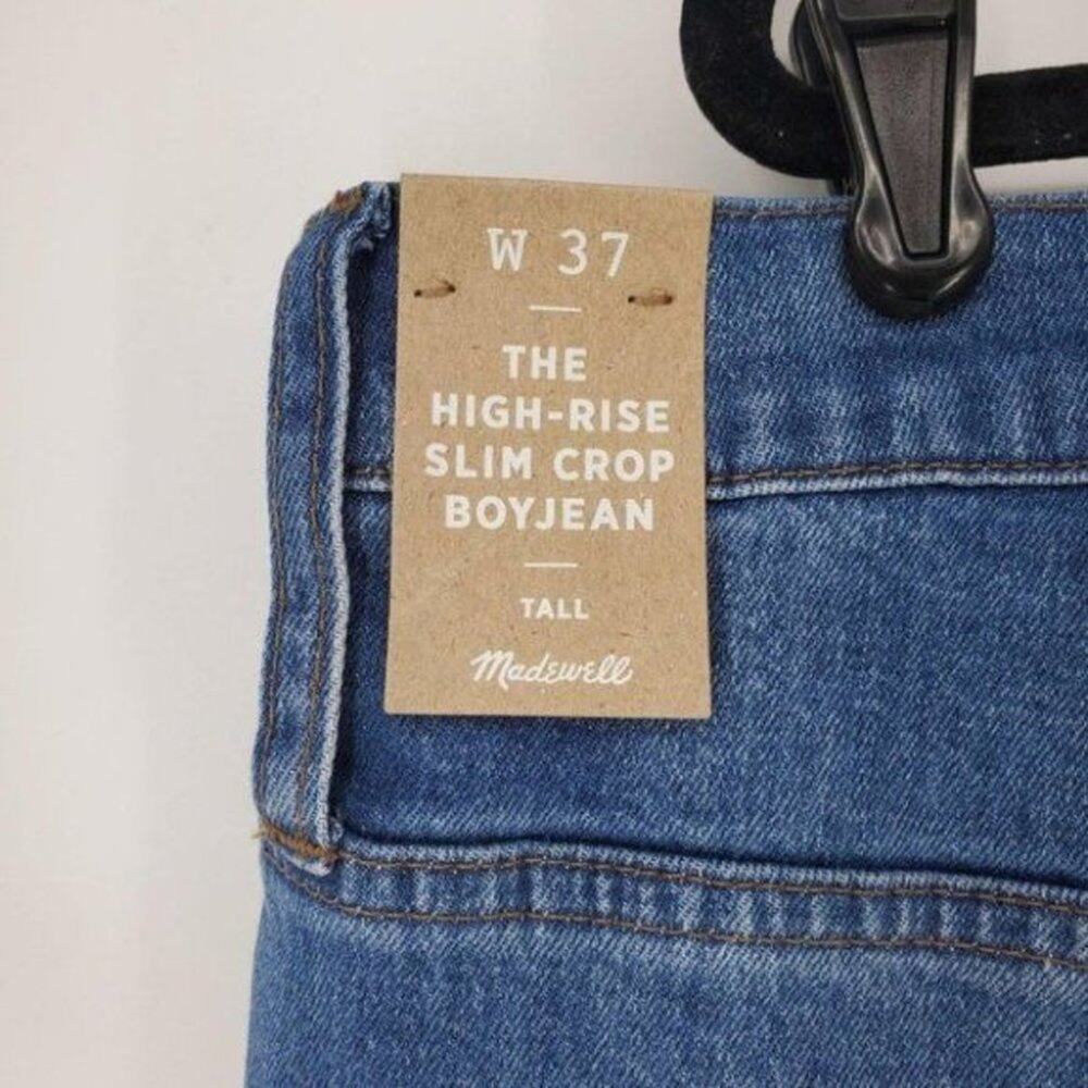 Madewell Tall High Rise Slim Boyjean Raw Hem Dover Wash Jeans Sz 37 - Picture 4 of 7